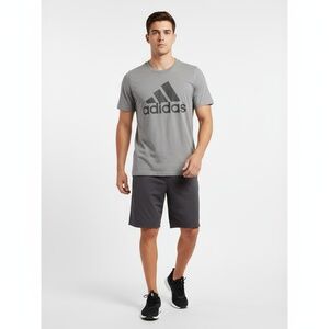 Adidas T-Shirt Mens Size L Grey Amplifier Tee Badge of Sport Athletic Casual‎
